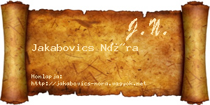 Jakabovics Nóra névjegykártya